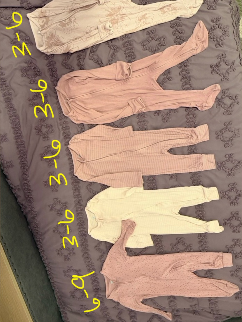 cloud island Neutral Pink & Cream Footed One-Piece Trio (3-6M)